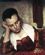 VERMEER VAN DELFT, Jan A Woman Asleep at Table (detail) atr oil painting picture wholesale
